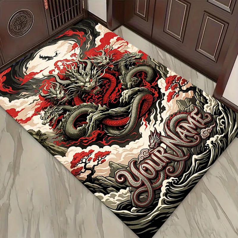 Name Custom Dragon Art Carpet Rug for Living Room Bedroom Home Sofa Decoration,Kids Play Non-slip Floor Mat