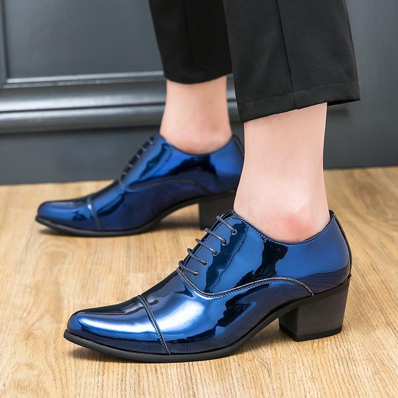 Men's Patent Leather High-Heeled Wedding & Business Shoes