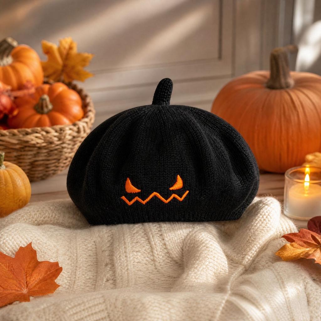 Kids Pumpkin Halloween Knitted Hat, Cute Warm Winter for Boys and Girls