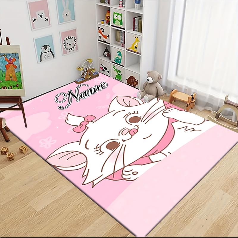 Custom Name Pink Aristocats Name Carpet Rug Customizable Soft Washable Anti-Slip Home Living Room Sofa Mats Personalized Rug. 0909417