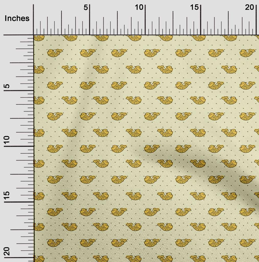 oneOone Cotton Flex Fabric Fish Block Printed Craft Fabric BTY 40 Inch Wide