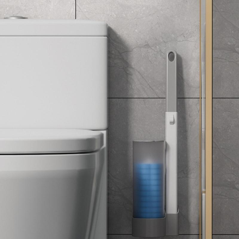 Disposable Toilet Brush Set Portable for Travel, Hotels, and Public Restrooms with Refill Sponge Heads