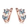 Creative jewelry blue imported purple diamond leaf-shaped ear buckle women's ins style personalized earrings