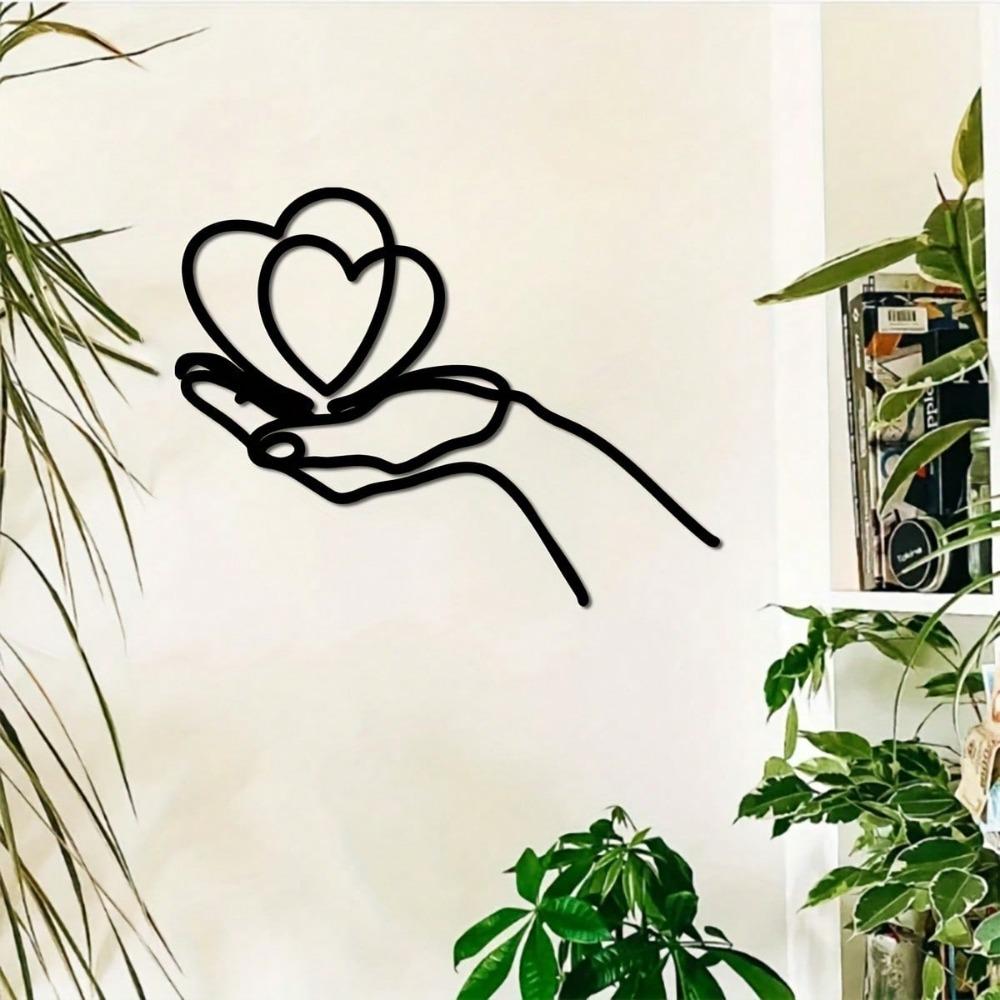 1 st KÄRLEK Metallkonst Väggdekor, Det Är En Metallväggskulptur För Par Och Även En Hjärtformad Metallmural Väggdekor. Lämplig för hemmet