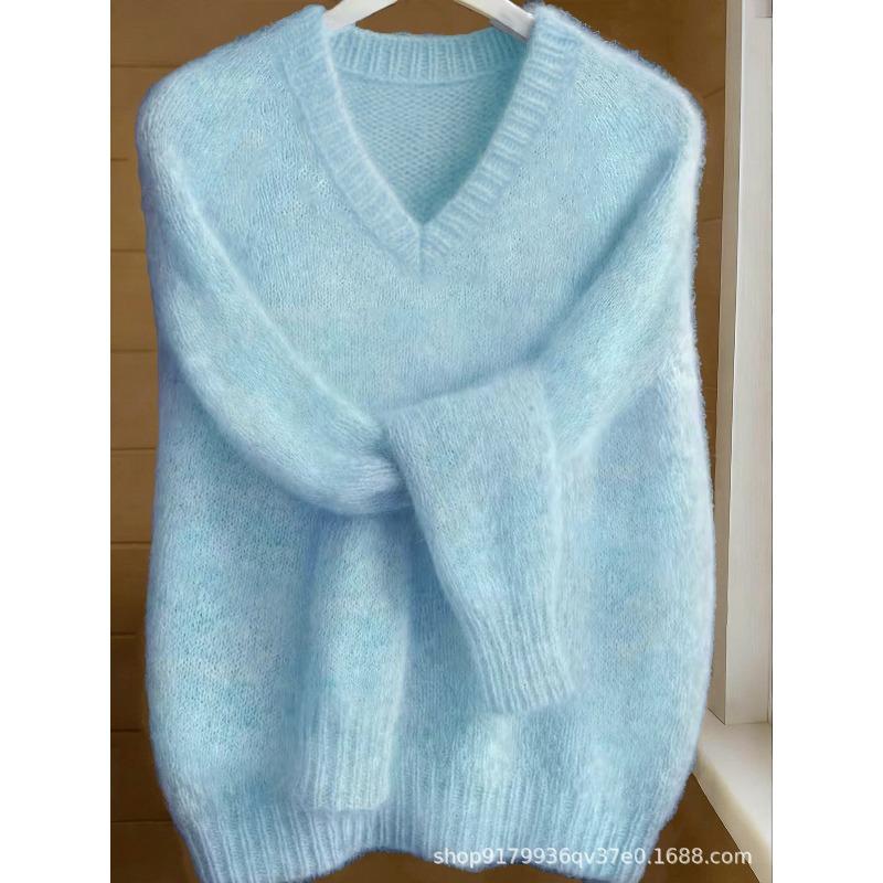 Season V-neck fleece feeling warm feeling pullover sweater women