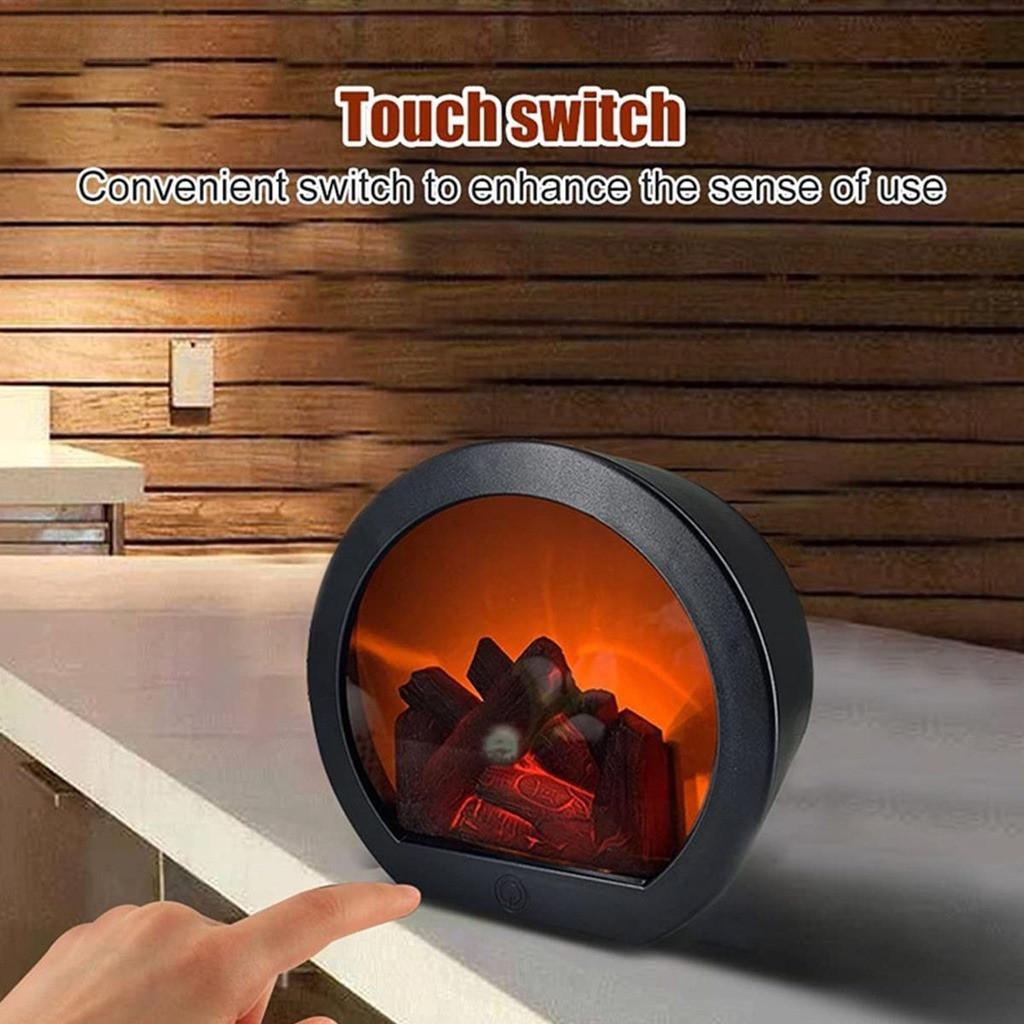 Touch Switch LED Fireplace Lantern Premium Simulation Log Fire Place Lantern Christmas Decorative Fireplace Lamp