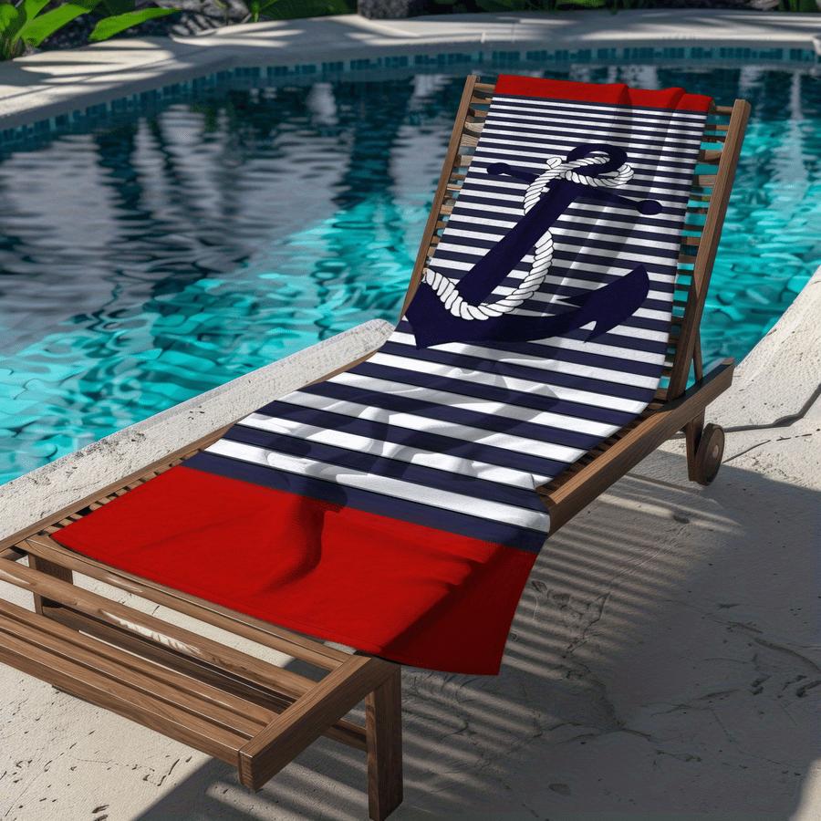 Anchor Pattern Ocean-Themed Beach Towel, Soft Quick-Dry Absorbent for Swimming Camping Bathing
