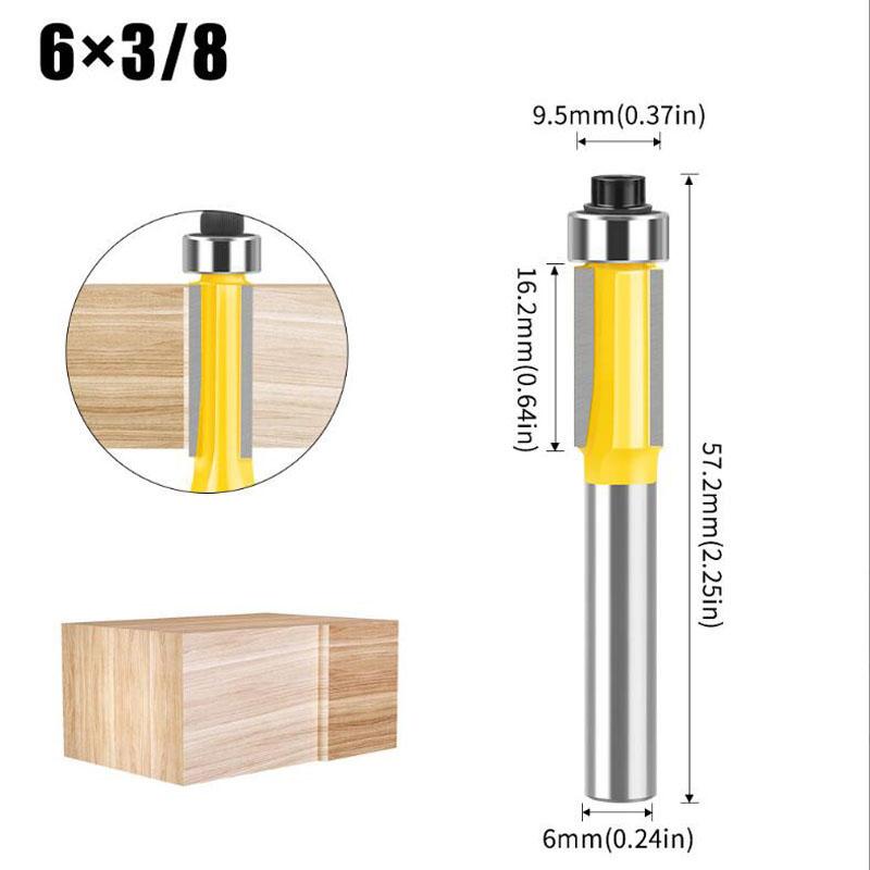 Three-edge Trimming Router Bit Woodworking Router Trimming Machine Milling Cutter Copying Slot Trimming Cutter 6mm 1/4inch shank