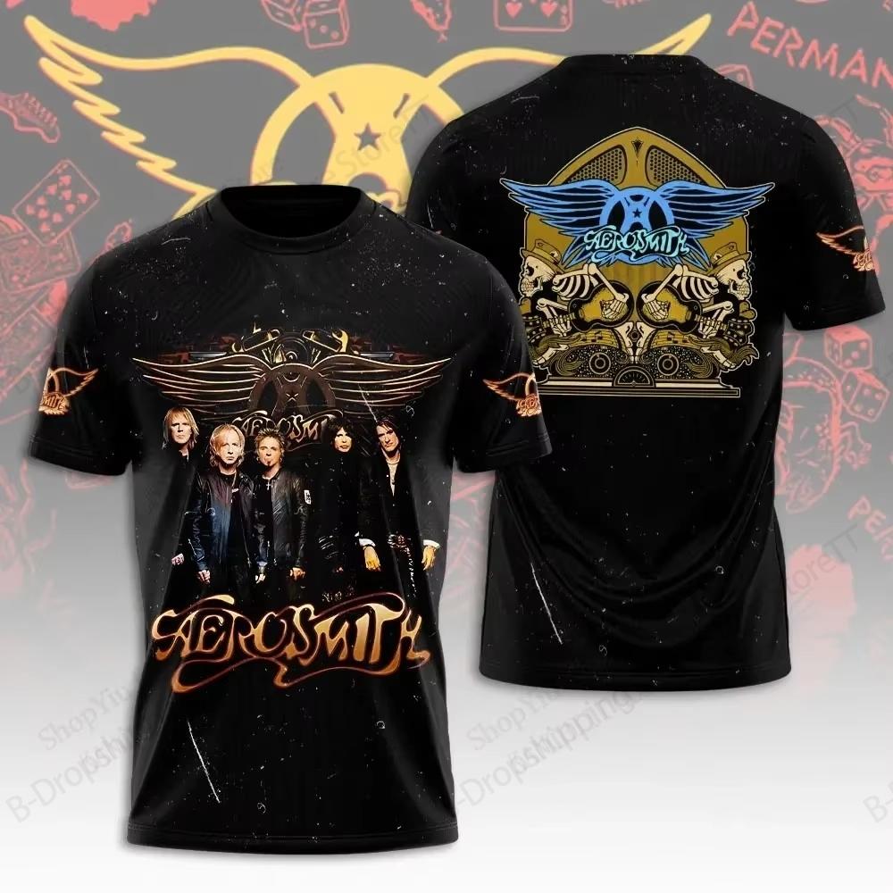 New Hot Vintage Aerosmith Band 3D Printed T-shirt Men Women Fashion Hip Hop Short Sleeve Rock Tops Tees Mens clothing camisetas