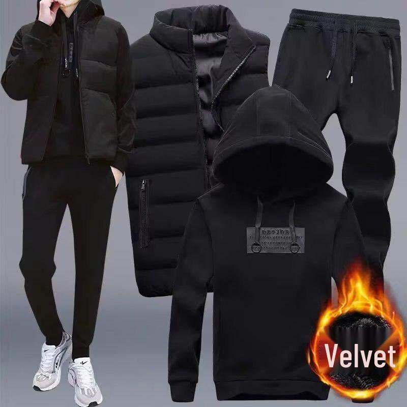 Men's Casual Hooded Sweatshirt Vest Three-Piece Suit for Autumn/Winter – Stylish, Simple, and Sporty.