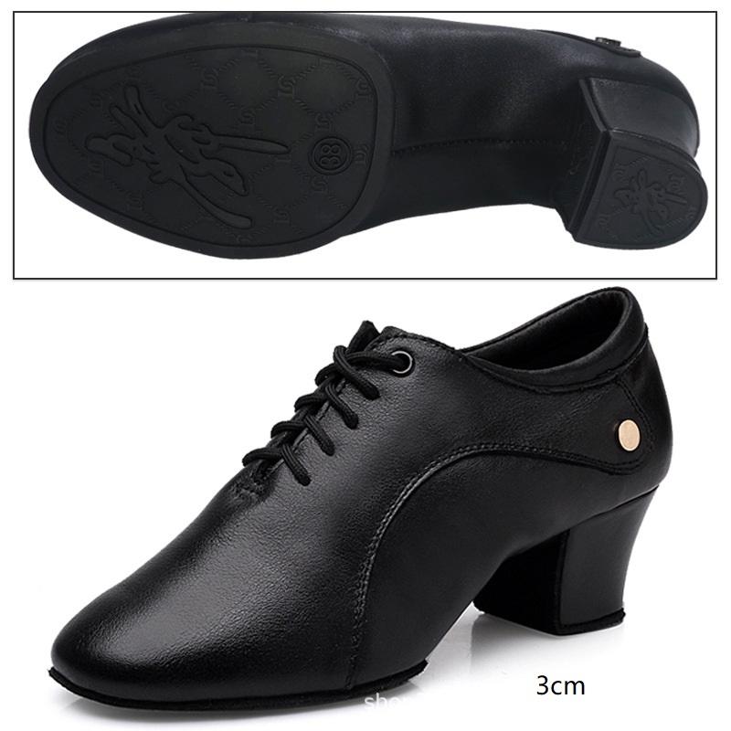 LEATHER Latin Dance Shoes Female Teacher Sports Shoes Practice Ballroom Dancing Shoes Square Cowhide Sneakers Women Shoes