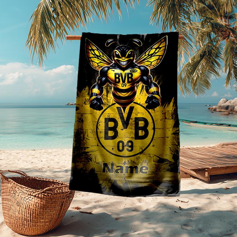 Custom Name Ultra-Soft Beach Towel with BVB Theme,Ideal for Pool - Camping, Diving - Perfect Travel Essential, Vibrant Beach Towel.