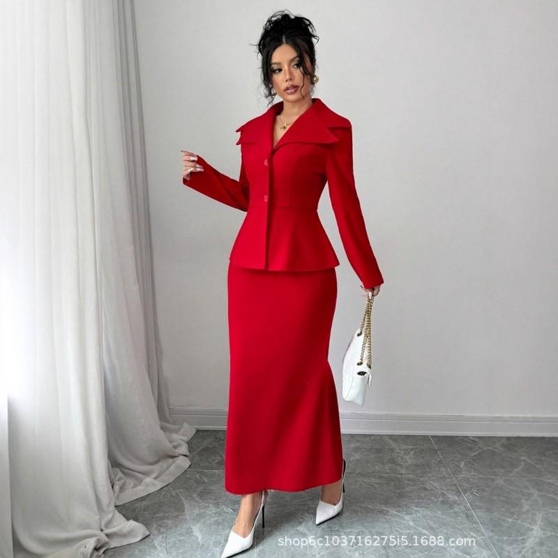 Womens 2026 Professional Suit Dress Elegant OL Long Sleeve Work