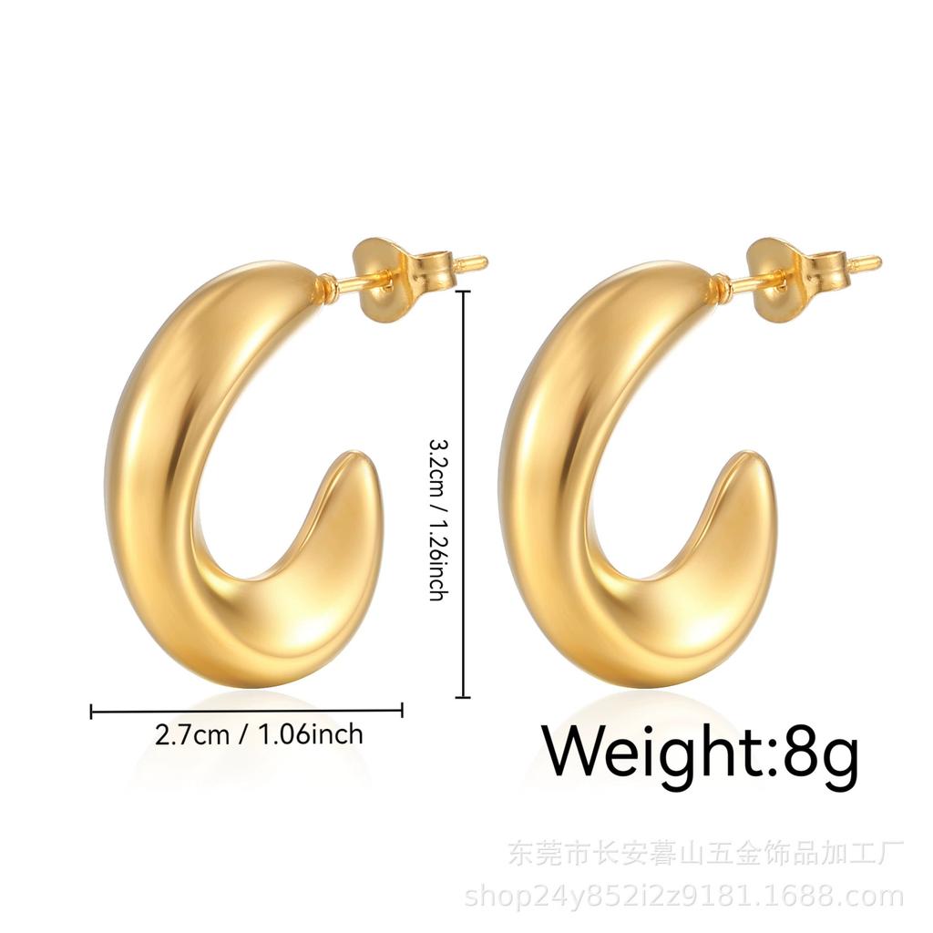 Stainless Steel Chunky Hoop Earrings for Women Teen 18K Gold Plated Hypoallergenic Thick Huggie Hoop Jewelry for Christmas Gifts