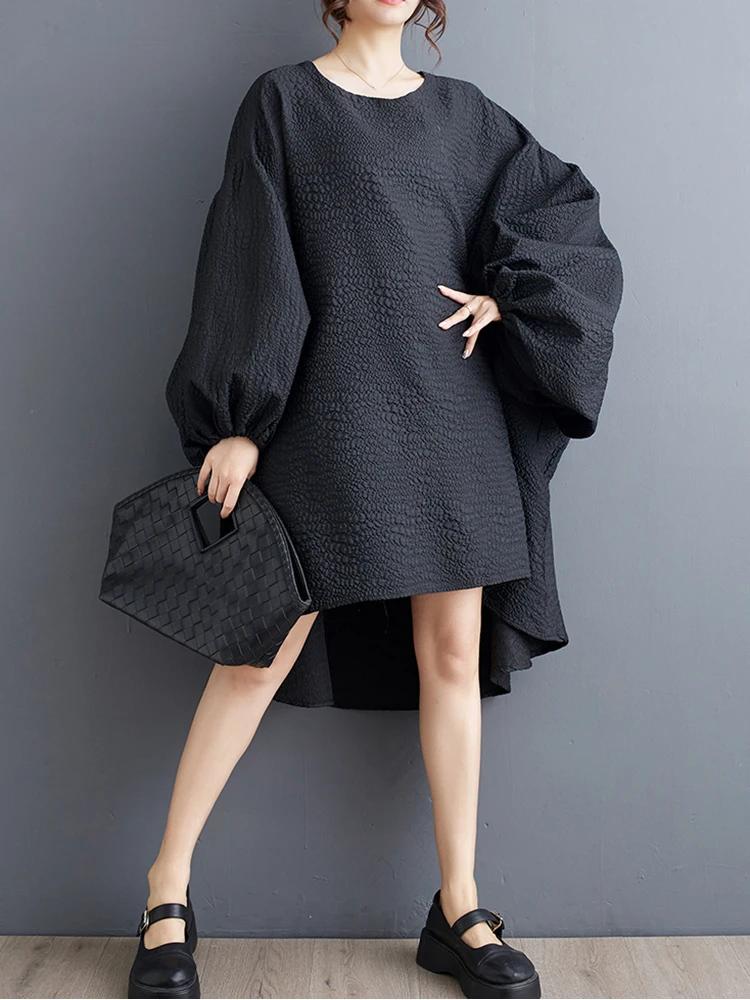 Xitao V-hals Batwing Sleeve Irregular Dress HQQ2389