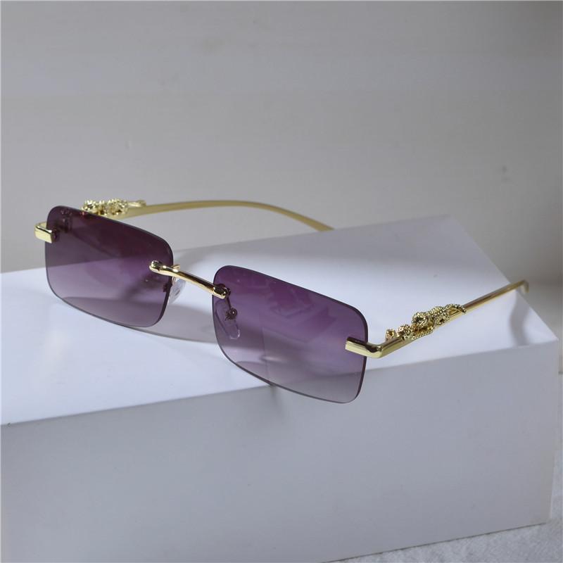 

Классические ретро мужские солнцезащитные очки с декоративной головой леопарда, модные женские безободковые овальные солнцезащитные очки UV400 1PC