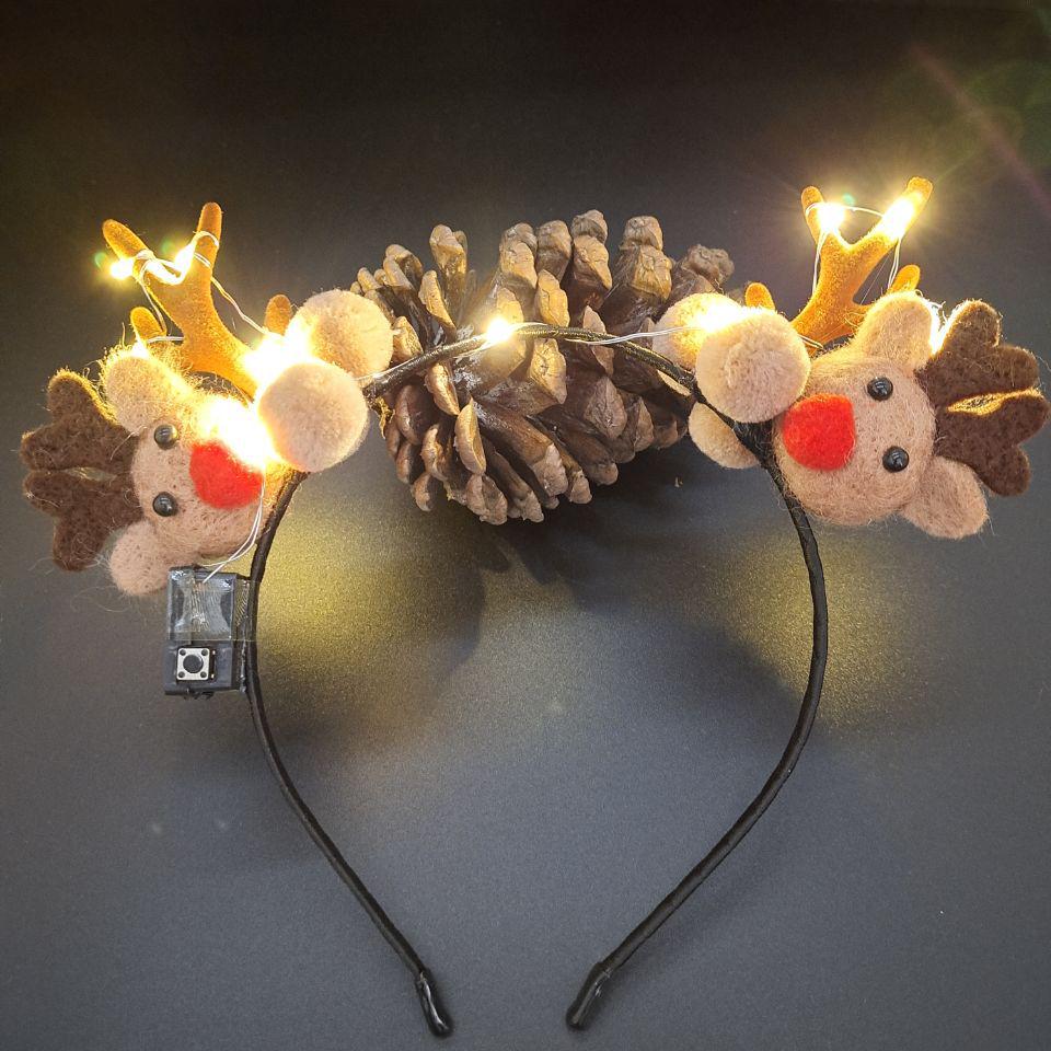 Glowing Reindeer Berry Antler Headband for Christmas & Halloween Parties
