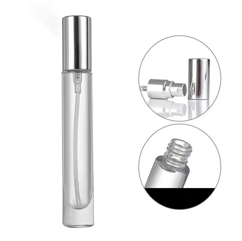 Simple Square & Round Glass Perfume Bottles - Transparent, Empty Spray Decanting Containers.