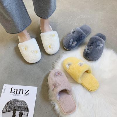 Fashion Ladies' New Winter Home Soft-soled Cotton Slippers, Outer Wear Plush Slippers, Baotou Hair Slippers