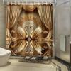 Luxury Golden Swan Shower Curtain Royal Design Elegant Curtains 3D Effect Waterproof Fabric Premium Bathroom Decor