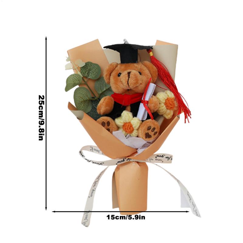 Bear Bouquet Plush Bouquet Handmade Creative Crochet Flowers Woven Plush Bouquet Long-Lasting Flower Arrangement For Graduates