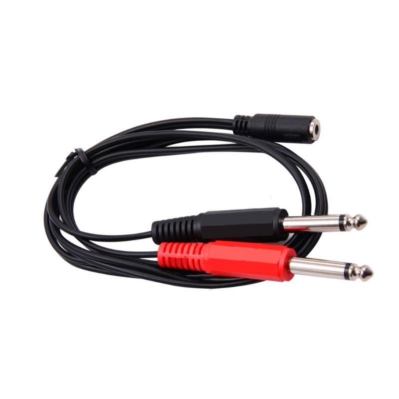 3.5mm Female Jack To 2x6.35mm Male Adapter Cable 3.5 To 6.35 Mm TRS Mono Male Audio Aux Socket Converter Cord Wire