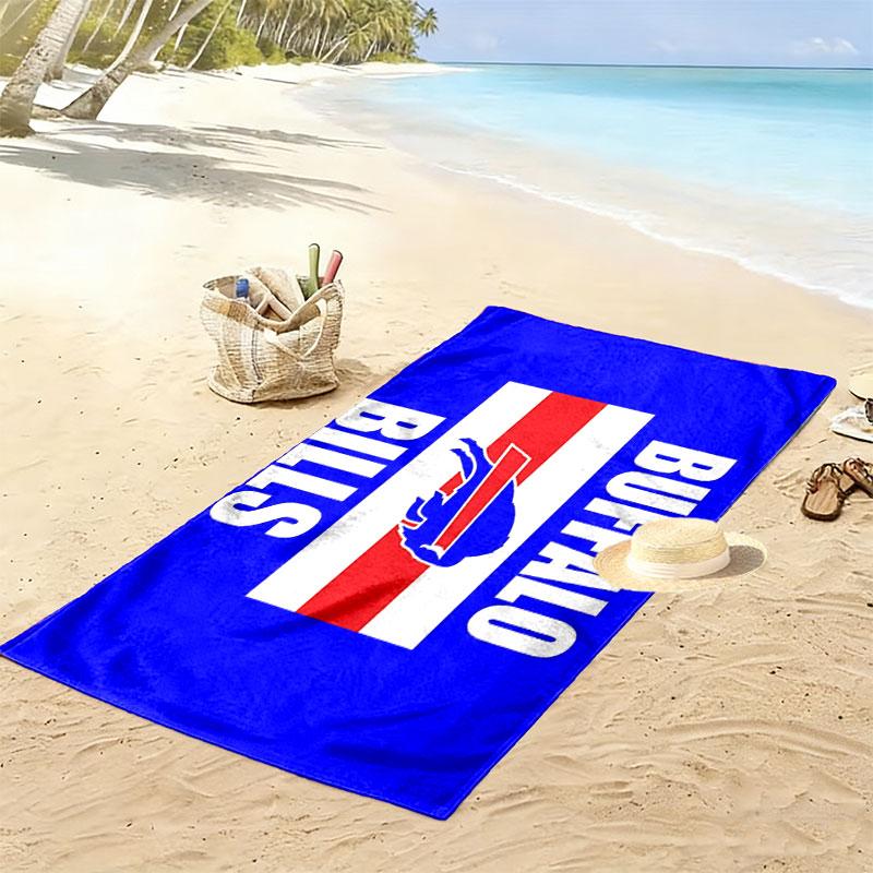 BUF Bills Print Beach Towel, Large Soft Quick Dry Towel for Beach Camping Swimming