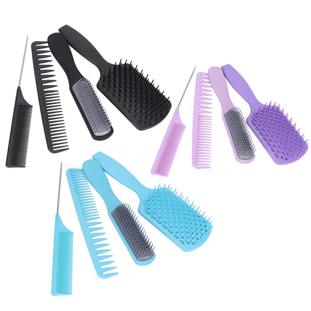 4pcs Hair Brush Set Hollow Comb Tail Comb Fine Wide Teeth Scalp Massage Hair Styling Comb Set