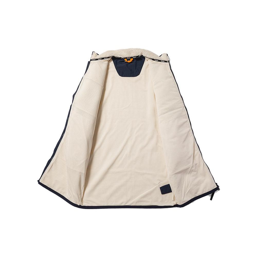 Timberland Pocket Spliced Stand Collar Long Fleece Outdoor Loose Jacket Women Jackets White Deep-Sapphire-Blue A68WS-W90