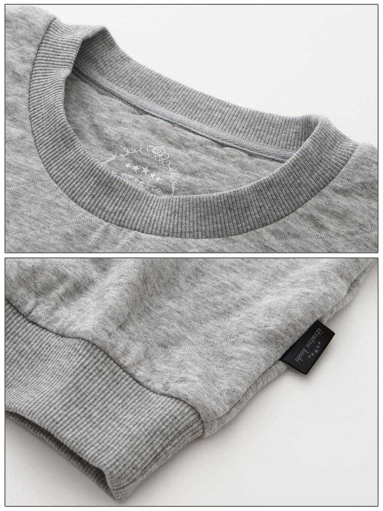 Pajama Family Men's Quilted Hotel Pajamas, Long Sleeve, Spring/Autumn, Gray and Charcoal, Sizes M, L, LL (L: Gray, Round Neck)