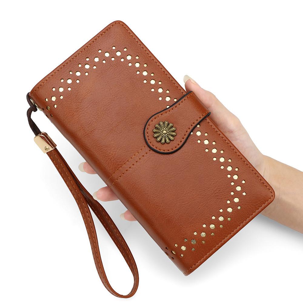 Minimalist Pu Leather Long Wallet With Zipper For Daily Use And Card Storage