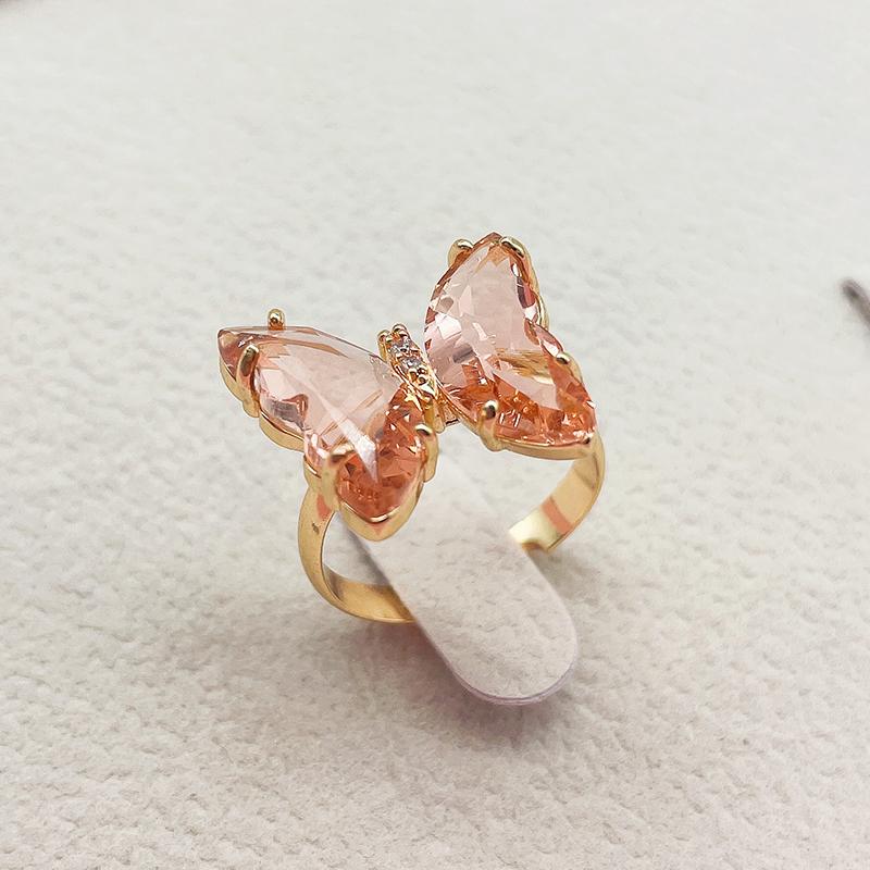 16 Colors Crystal Butterfly Ring Fashion Popular Women's Party Jewelry Charm Adjustable Ring Best Friend Gift Wedding Gift