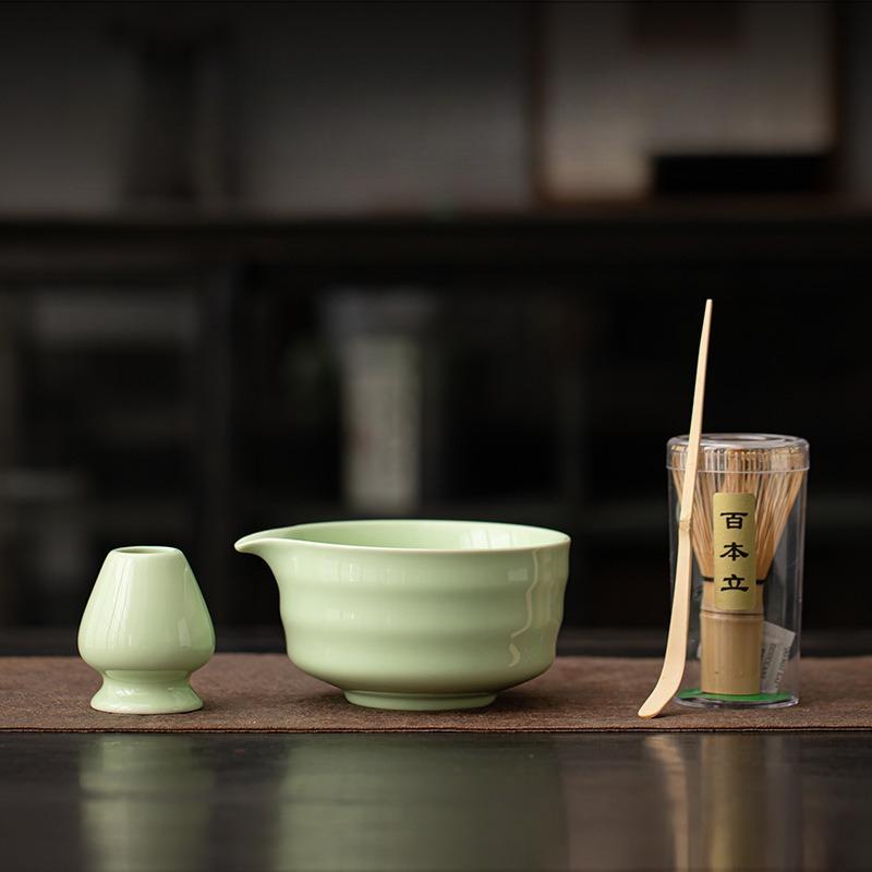 Ceramic Japanese Matcha Tea Set Blender Stand Tea Ceremony Matcha Bowl Grinder Brush Household Tea Brewing Set Tea Set Stand