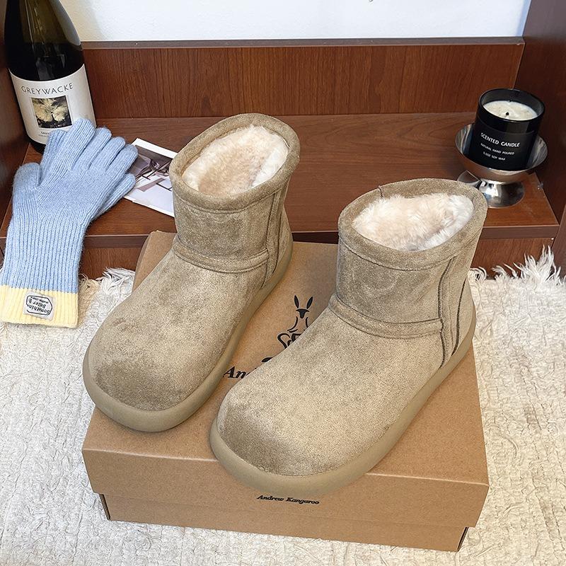 Couple Versatile Snow Boots Women's Autumn and Winter New Thick-soled Velvet Thickened Warm Bread Cotton Shoes Non-slip Short Boots