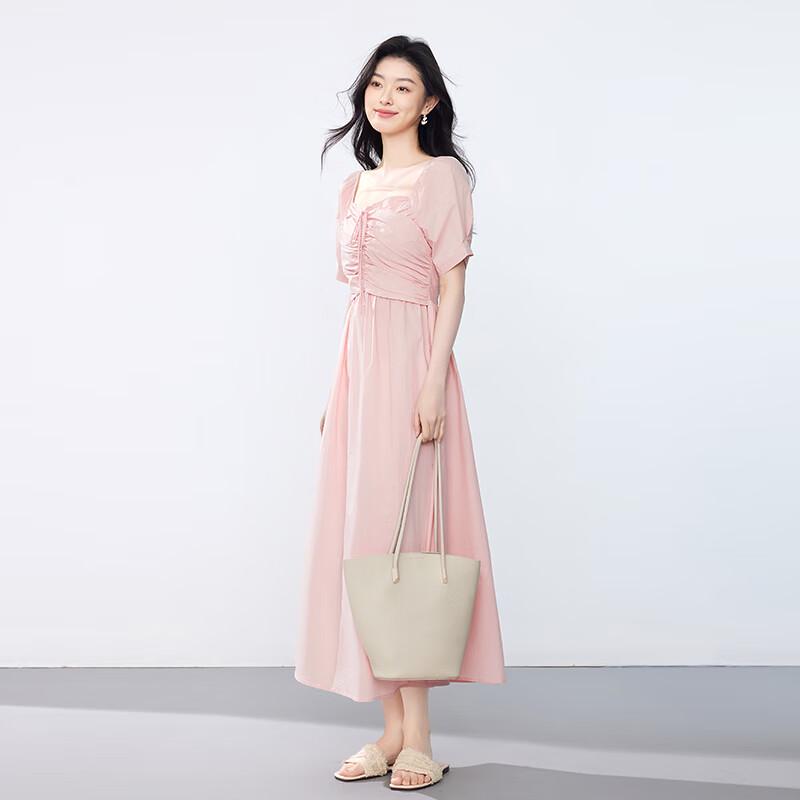JOY SPEAKER Elegant Square Neck Backless Mid-length Dress
