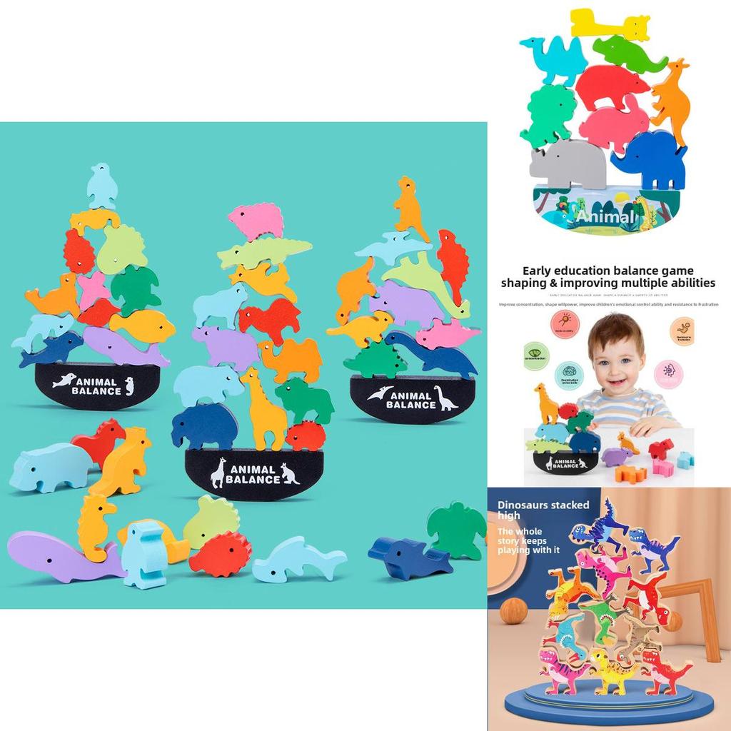 Wooden Animal Stacking Blocks Educational Toy For Baby Cognitive Development And Early Learning