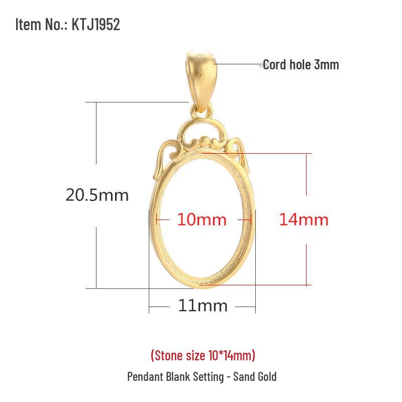 

S925 Sterling Silver Pendant Holder with Ancient Gold Finish, Inlaid Amber, Jade, & Gemstone Slots for Necklaces; Silver Holder S925 Silver