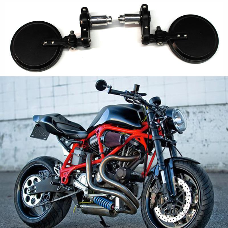 Espelhos Retrovisores de Motocicleta Universais de 7/8" Dobráveis para Ponta de Guidão para Honda Suzuki Yamaha Cafe Race Bobber Lado do Guidão
