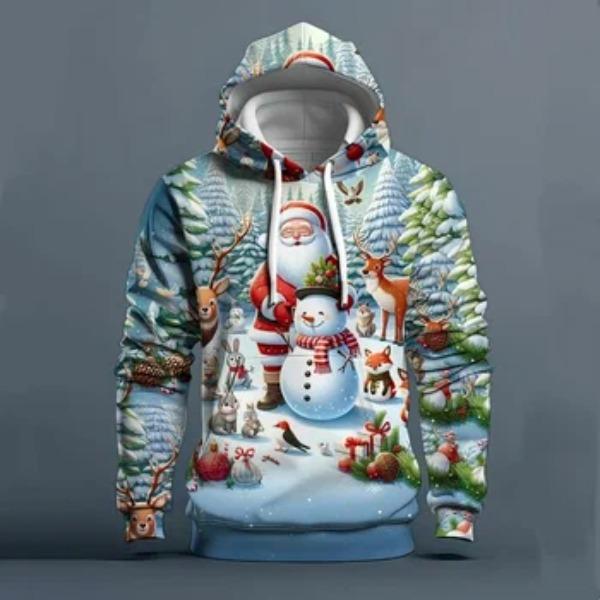 Autumn Winter Men's Women's Long Sleeved Christmas Printed Comfortable Fashionable Casual Loose Hoodie
