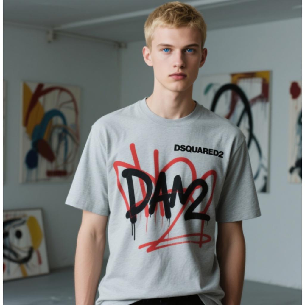 Trend DSQ Quadratic Summer Micro Loose Men's T-Shirt D2 European and American Personality Trend Autumn Top Student Bottom Shirt