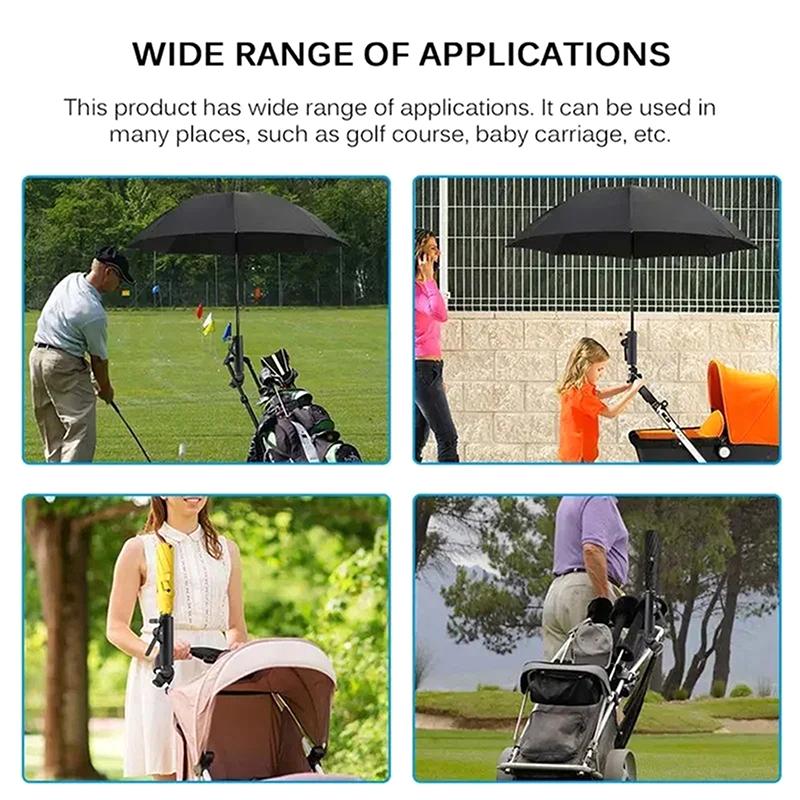 Universal Golf Cart Umbrella Holder Umbrellas Bracket Adjustable Golf Trolley Umbrella Stand Clip Buggy Wheelchair Baby Pram