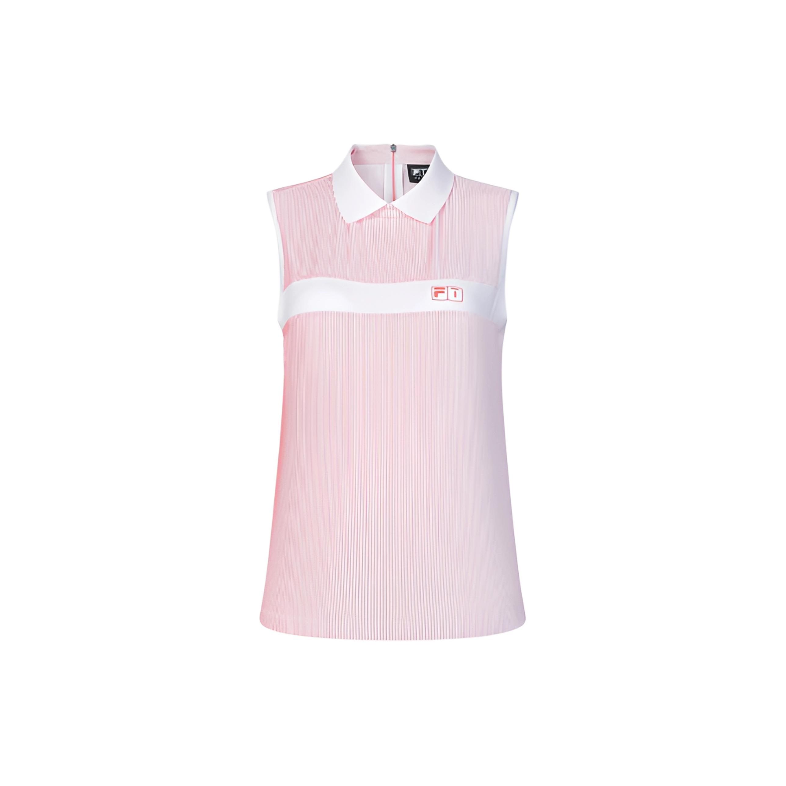 FILA Golf Series Polo Neck Comfortable Color Block Sleeveless Vest Women tops Pink A11W425113F-PC L