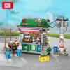 City Food Barbecue Stand Building Block Mini Takoyaki Streetview Hong Kong Food Stall Puzzle Decor Toys Girls Kids Gift