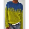Suéter, para mujer, cuello redondo, bloque de color, corte holgado, jersey, suéter de punto, cálido, top casual