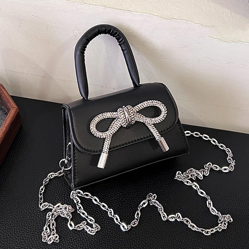 Bow Design Solid Color Mini Shoulder Bag Pu Leather Flap Crossbody Bags For Women 2024  Female Chain Purse And Handbags
