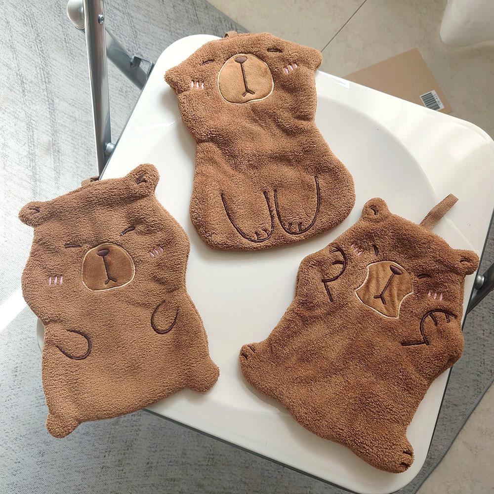 Adorable Capybara Kids' Absorbent Hanging Towel for Bathroom & Kitchen - Perfect Souvenir Gift