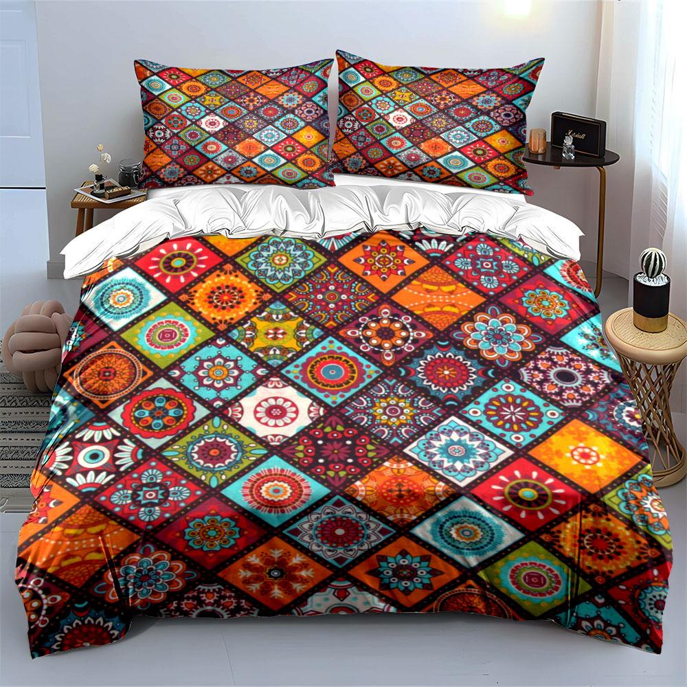 Colorful Geometric Floral Bedding Bedding Duvet Cover Set Duvet Cover Pillowcases (1 * Duvet Cover 2 * Pillowcases, without duvet insert)