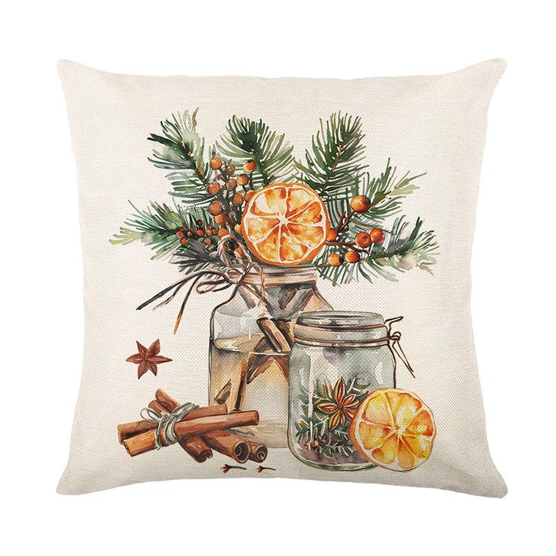 Pillow Cover Autumn Plant Print Linen Pillow Cover Living Room Sofa Cushion Cover Home Decoration
