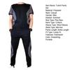 2Pcs/Set O-Neck Short Sleeve Casual Outfit Elastic Waistband Drawstring Pockets Men Patchwork Color T-shirt Jogging Pants Set Streetwear
