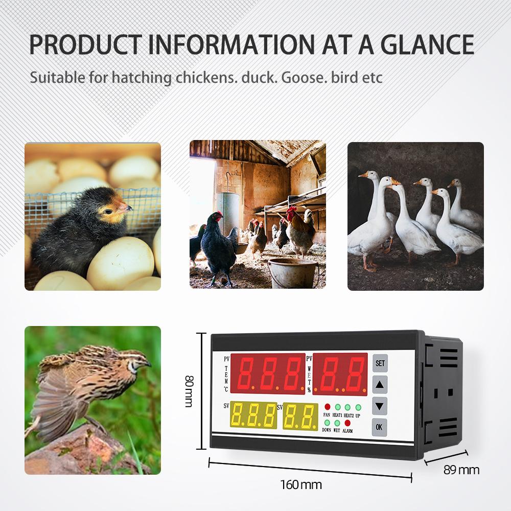 XM-18 Digital Äggkläckare Controller Multifunktionell Termostat Hygrostat Temperatur Fuktighetskontroller med Sensorsond